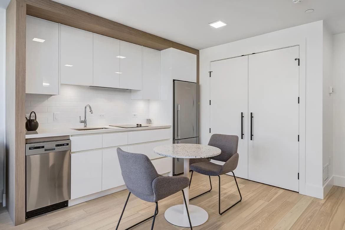 Studio suites feature modern, European-style kitchen