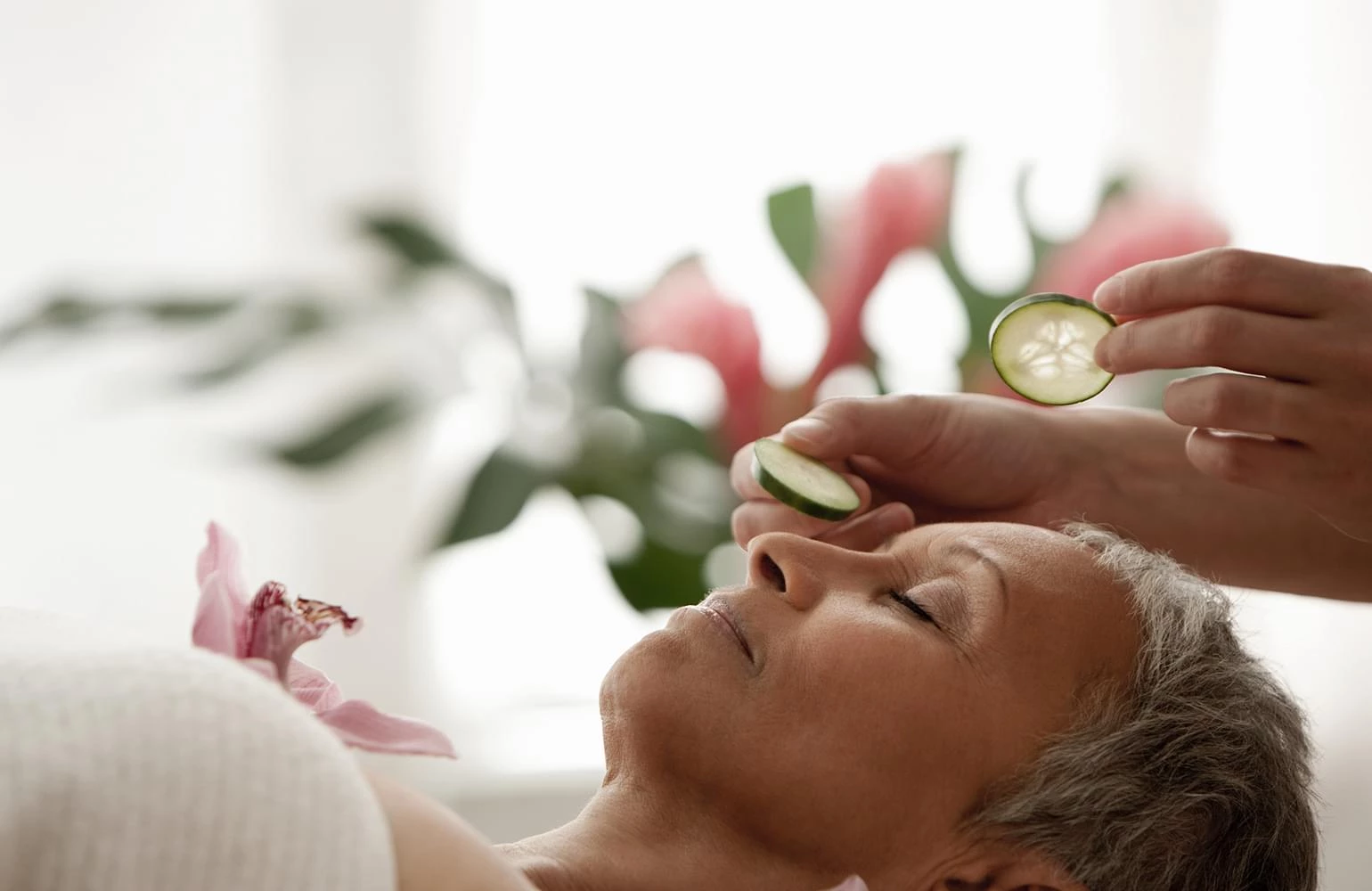 An older woman visiting the spa