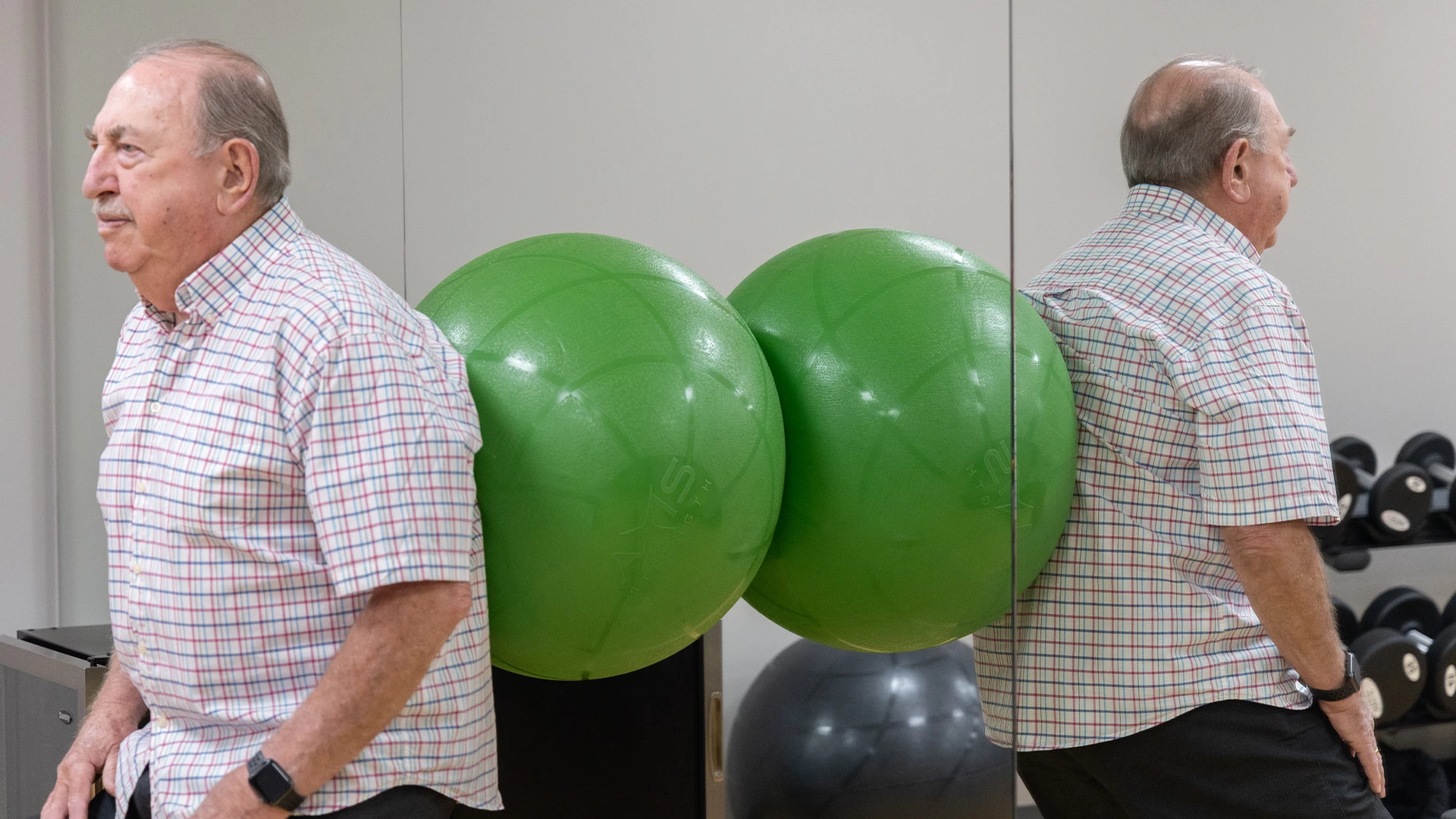 Man with exercise ball